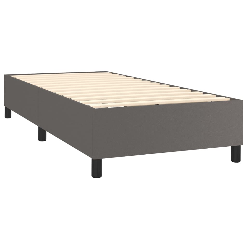 Slatted bed base with mattress Grey 90x190 cm Faux leather