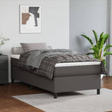 Slatted bed base with mattress Grey 90x190 cm Faux leather