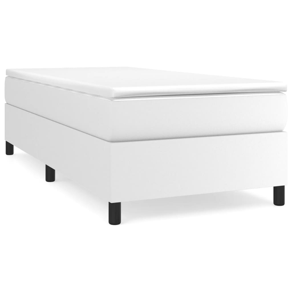 Sommier à lattes de lit avec matelas Blanc 90x200 cm Similicuir