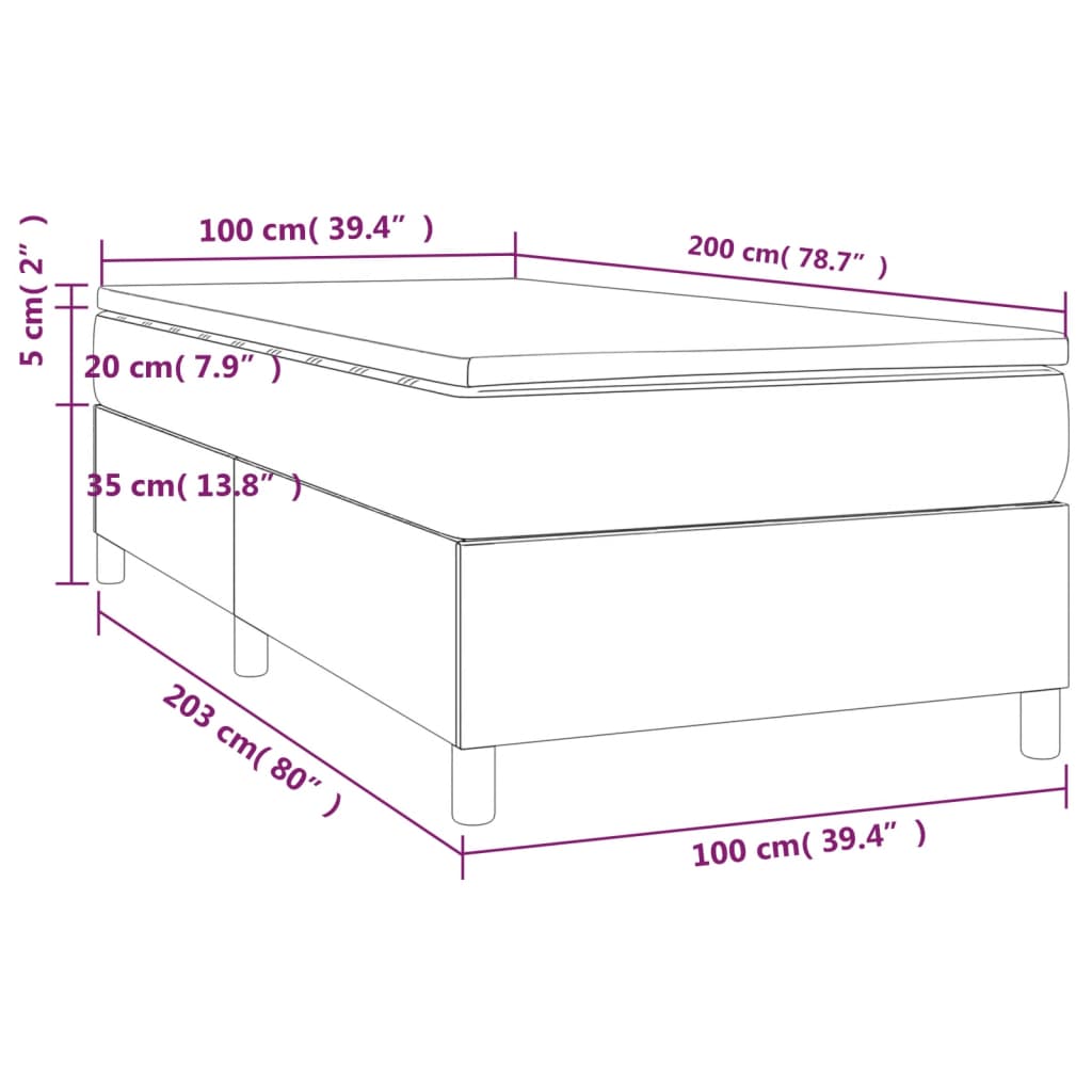 Sommier à lattes de lit avec matelas Crème 100x200cm Similicuir