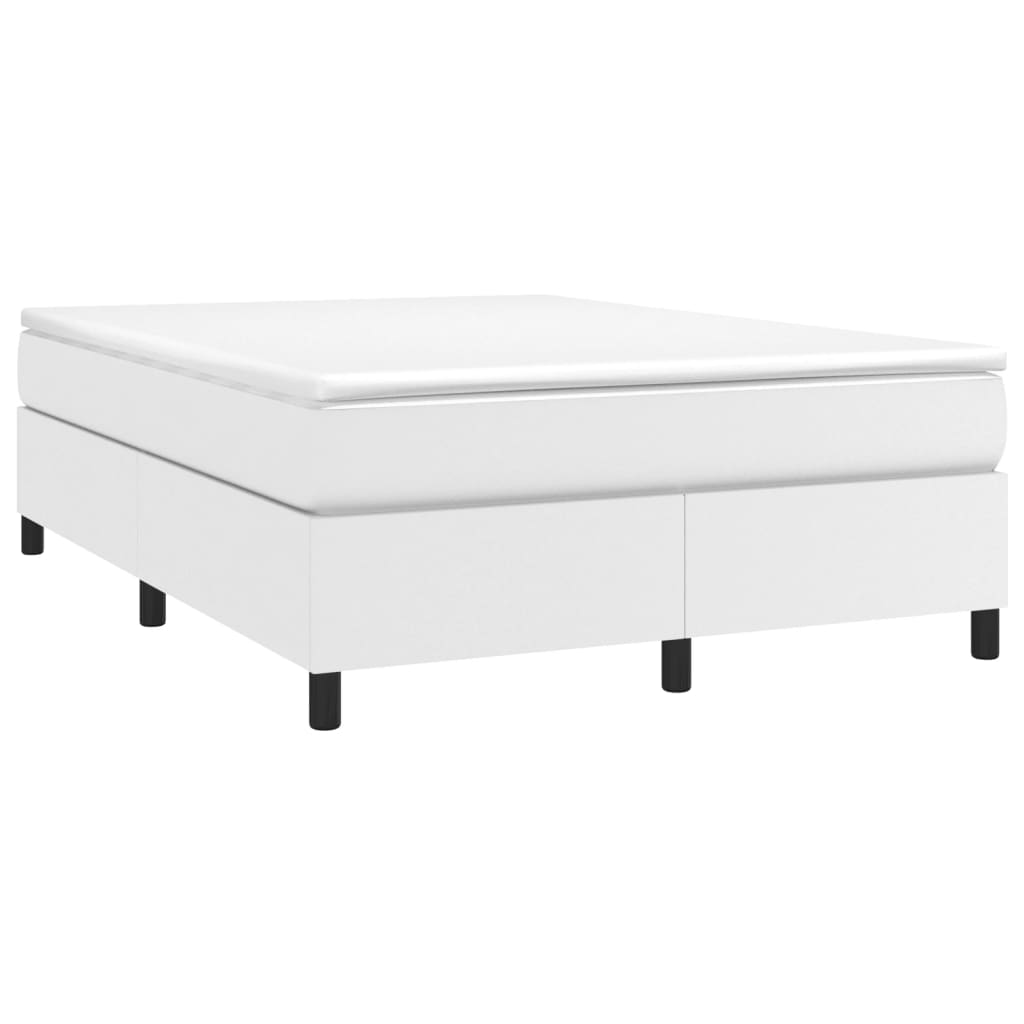 Sommier à lattes de lit avec matelas Blanc 140x190cm Similicuir