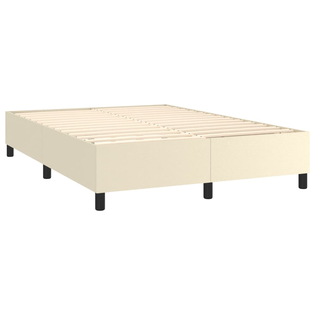 Bed slatted base with mattress Cream 140x190cm Faux leather