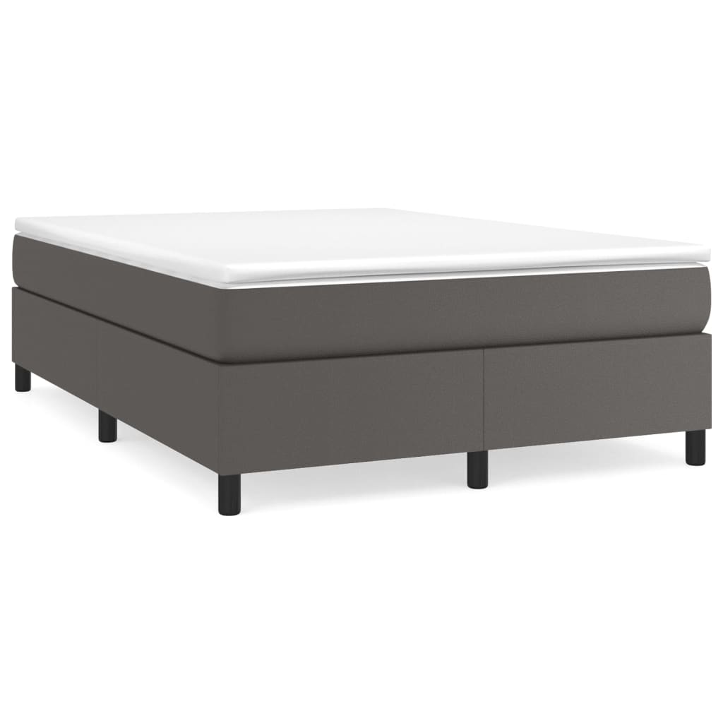 Sommier à lattes de lit avec matelas Gris 140x190 cm Similicuir