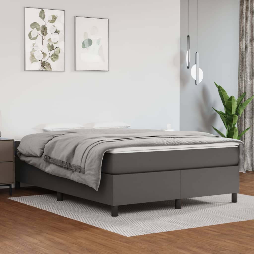 Sommier à lattes de lit avec matelas Gris 140x190 cm Similicuir