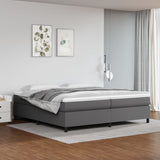 Bed slatted base with mattress Grey 200x200 cm Faux leather