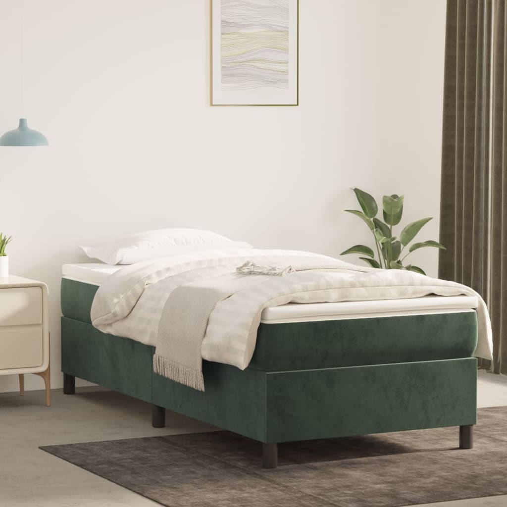 Slatted bed base with mattress Dark green 90x200 cm