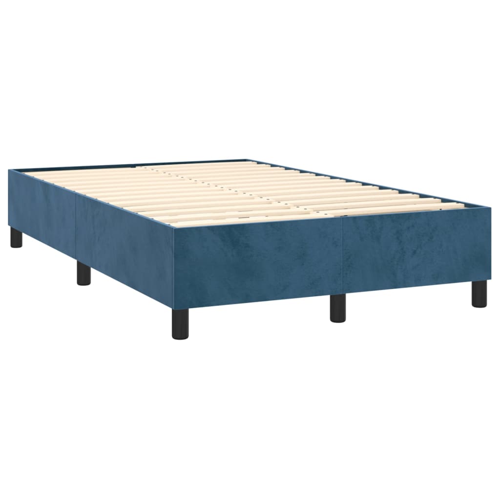 Dark Blue 120x200cm Velvet Bed Slatted Base and Mattress