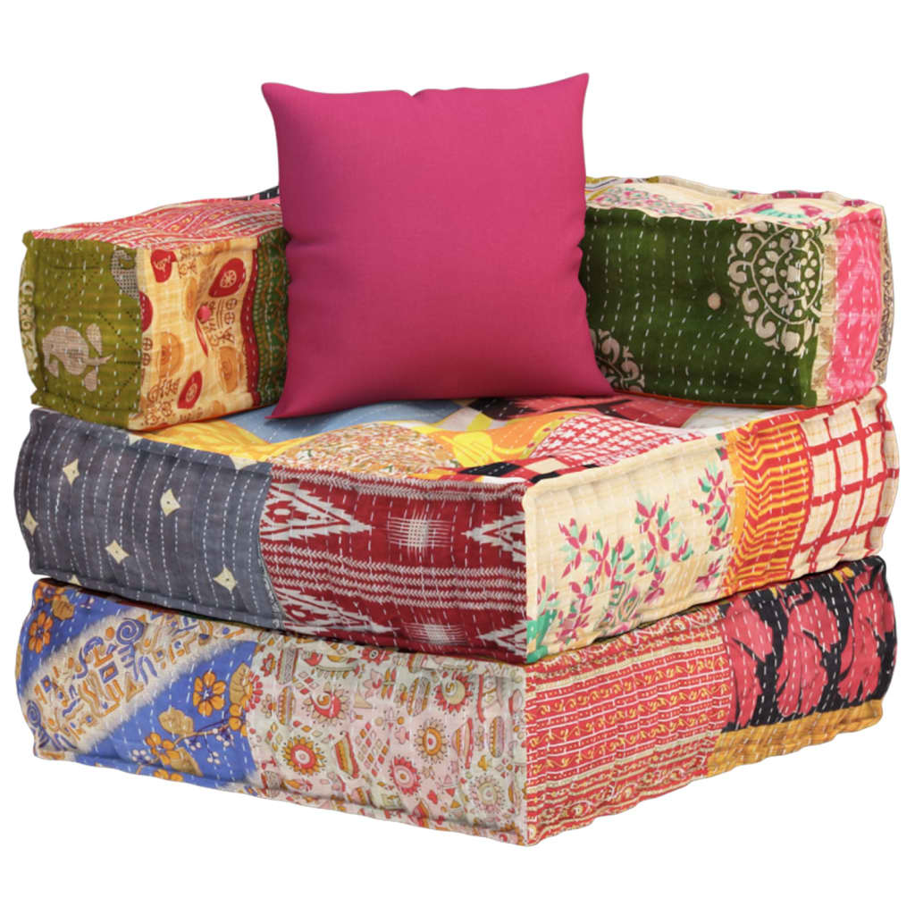 Pouf modulaire avec oreiller Patchwork Tissu