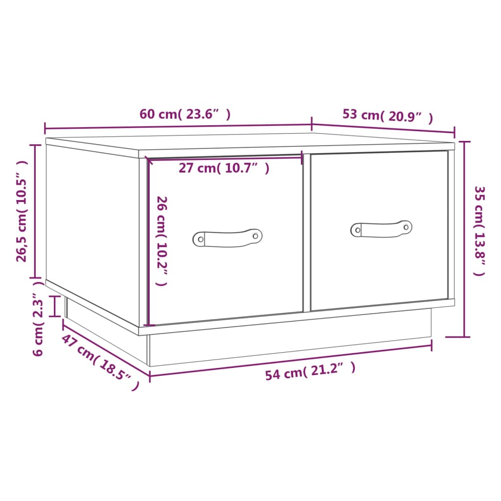 Table basse 60x53x35 cm Bois massif de pin