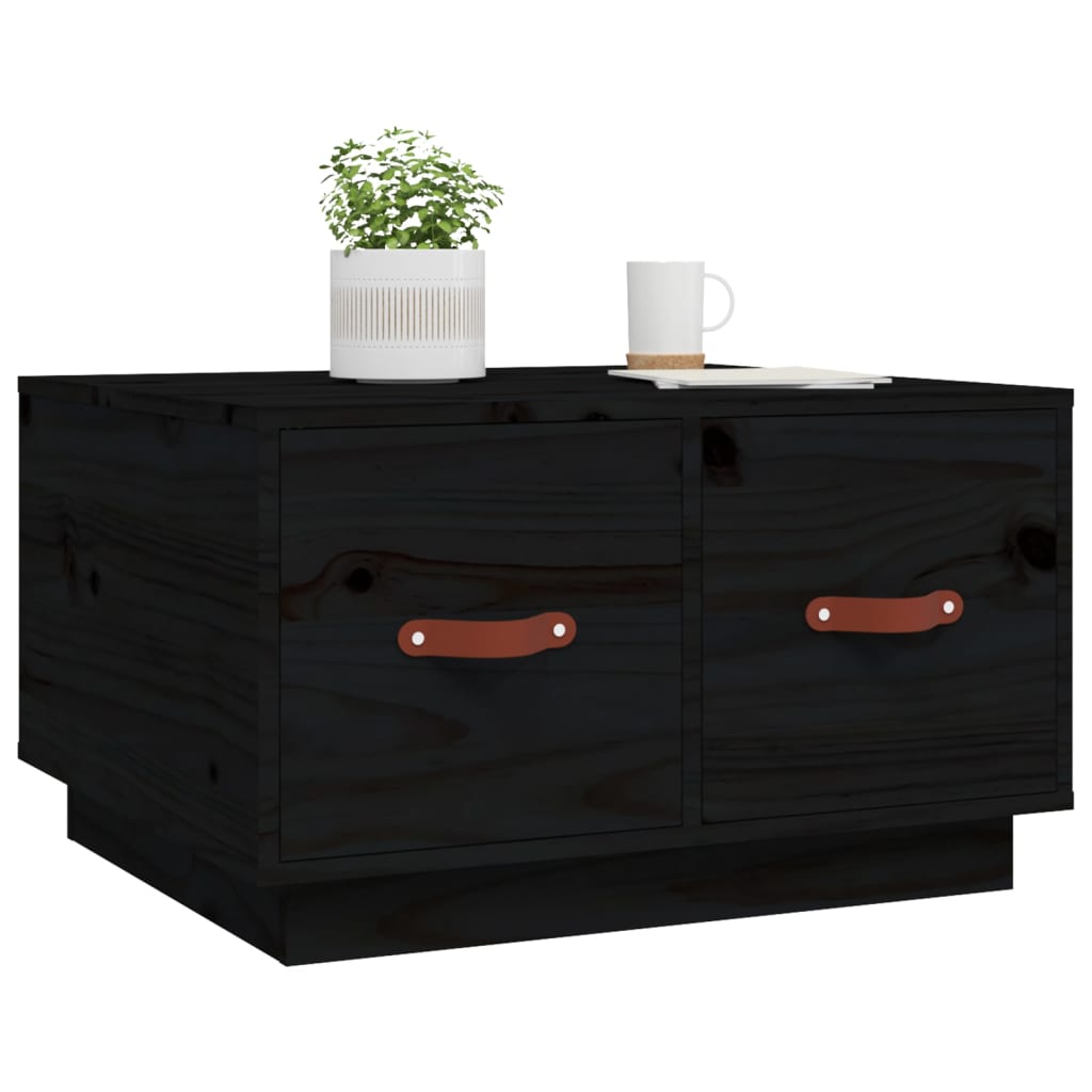 Table basse Noir 60x53x35 cm Bois massif de pin