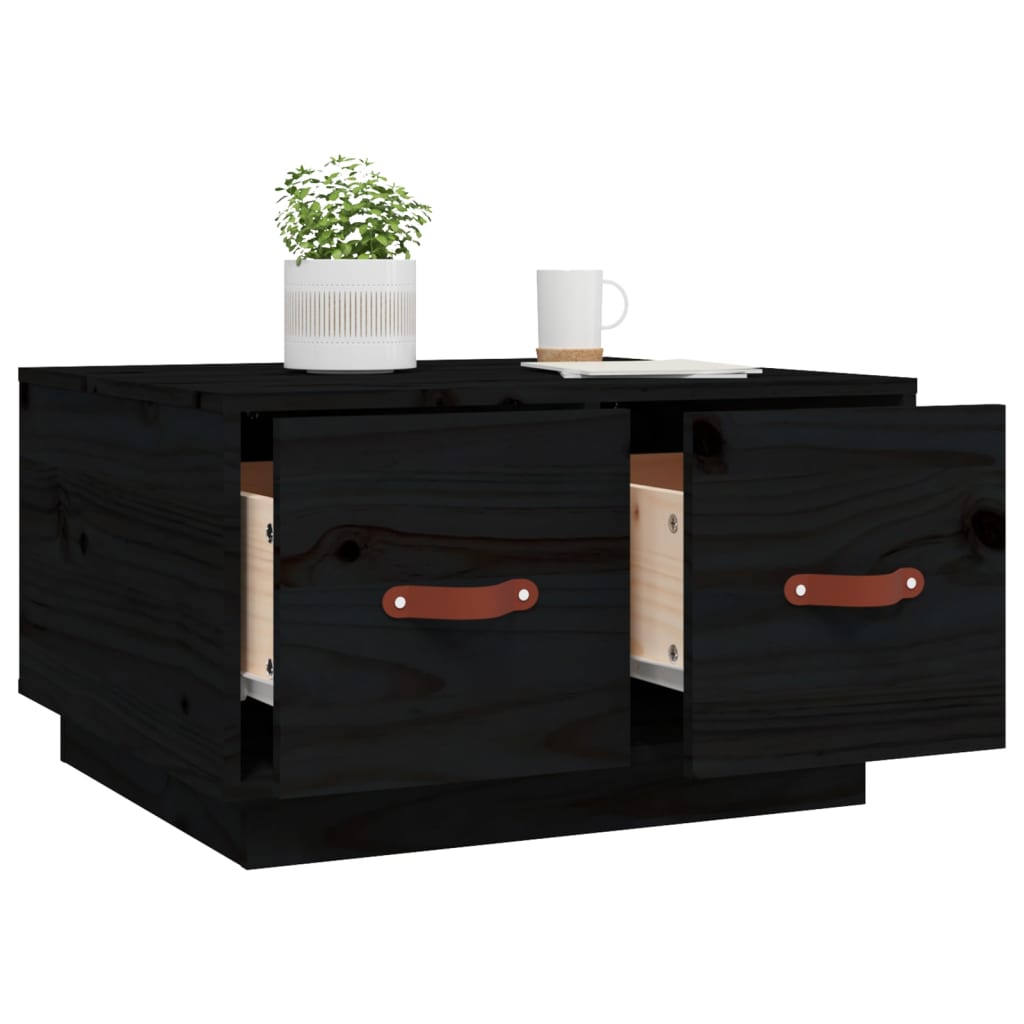 Table basse Noir 60x53x35 cm Bois massif de pin