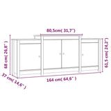 Buffet Blanc 164x37x68 cm Bois massif de pin