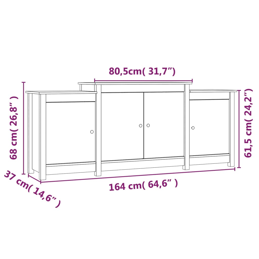 Buffet Marron miel 164x37x68 cm Bois massif de pin