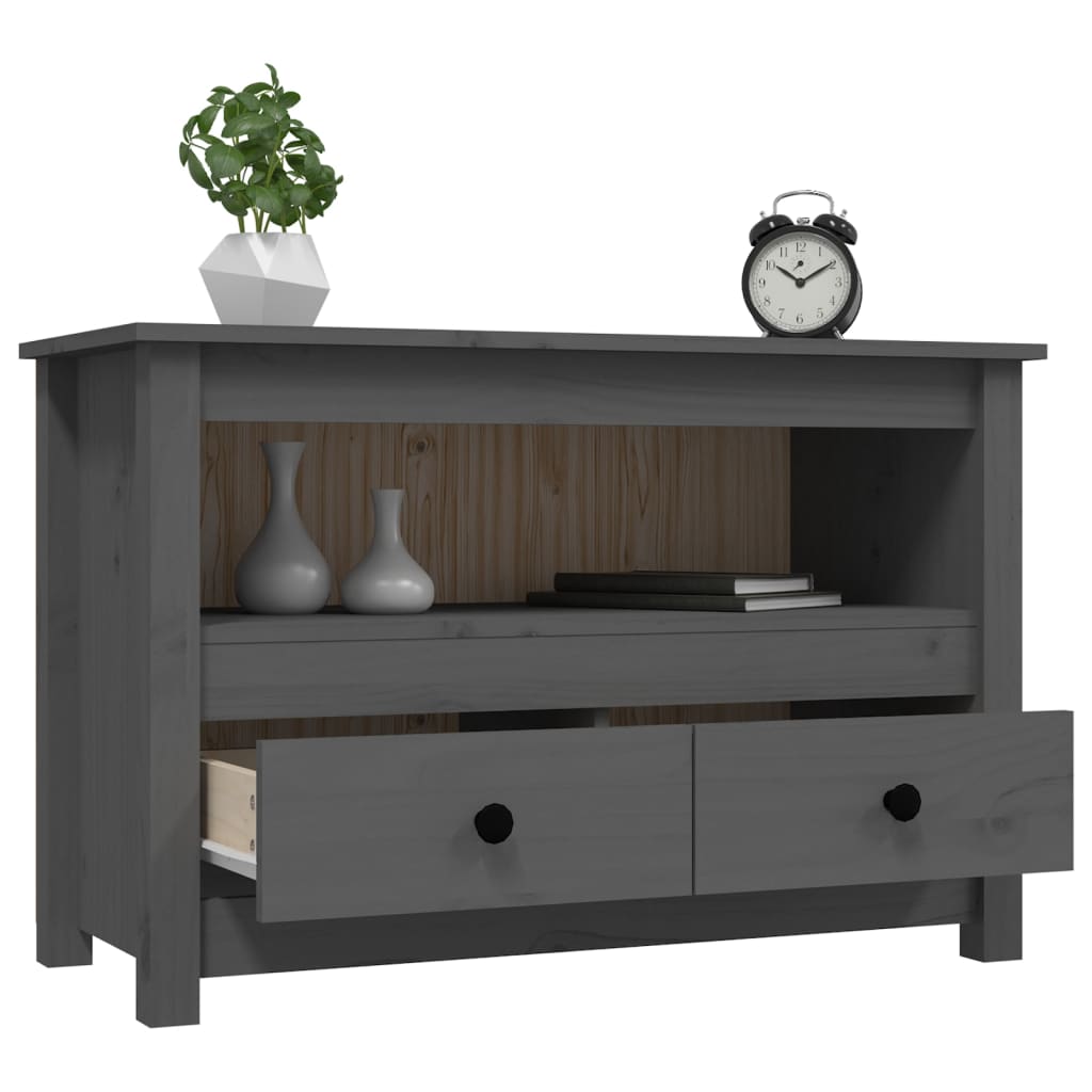 Meuble TV Gris 79x35x52 cm Bois de pin massif