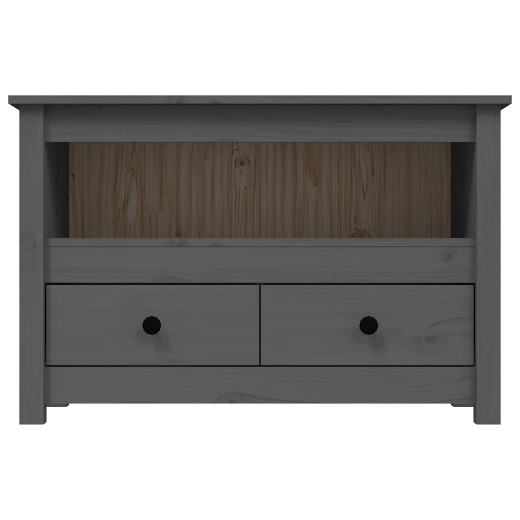 Meuble TV Gris 79x35x52 cm Bois de pin massif