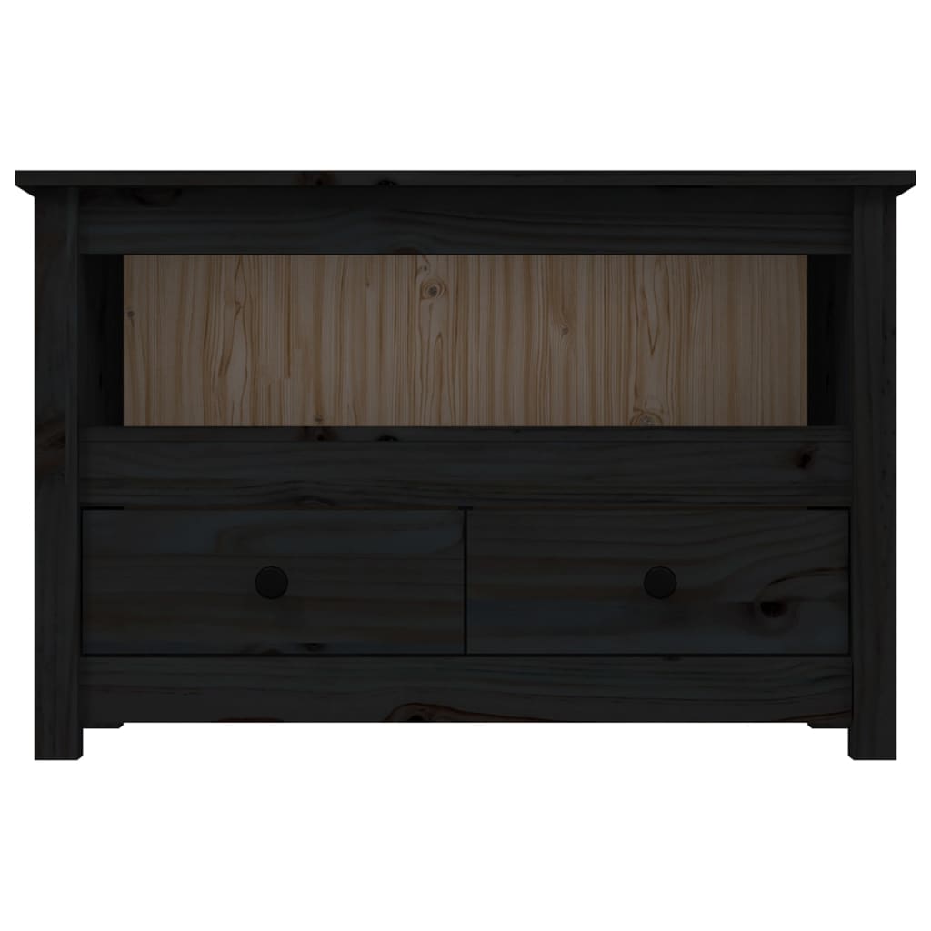 Meuble TV Noir 79x35x52 cm Bois de pin massif