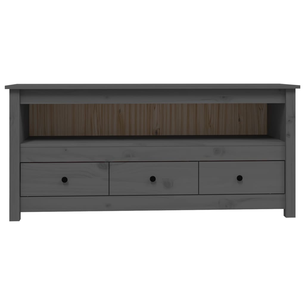 Meuble TV Gris 114x35x52 cm Bois de pin massif