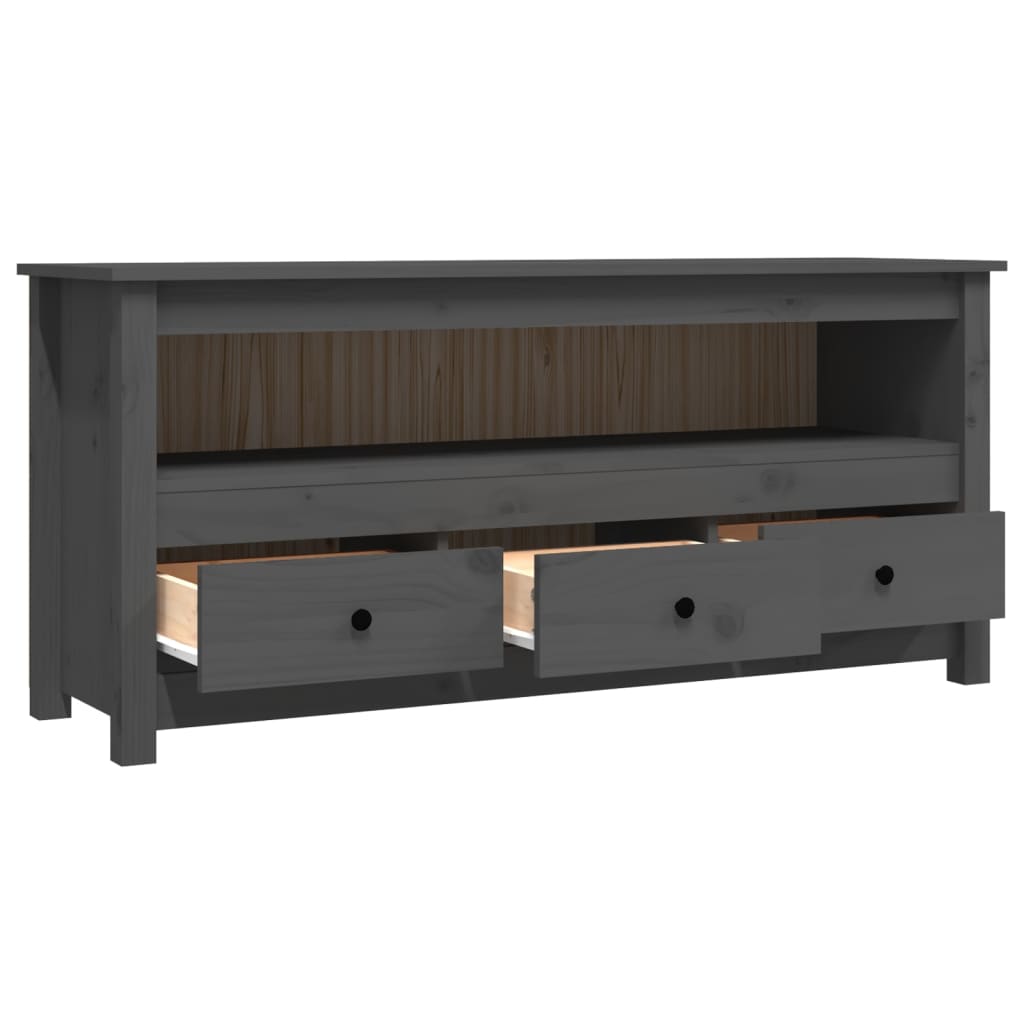 Meuble TV Gris 114x35x52 cm Bois de pin massif