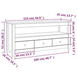 Meuble TV Gris 114x35x52 cm Bois de pin massif