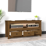 Honey Brown TV Cabinet 114x35x52 cm Solid Pine Wood