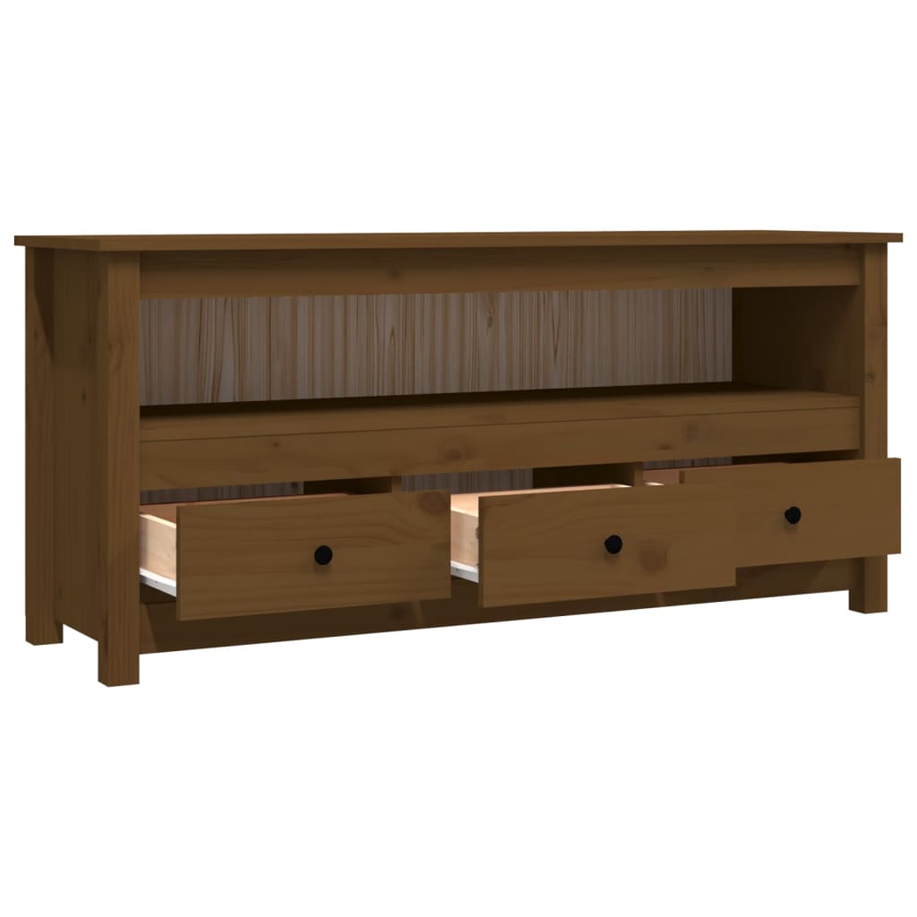 Honey Brown TV Cabinet 114x35x52 cm Solid Pine Wood