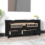 Meuble TV Noir 114x35x52 cm Bois de pin massif