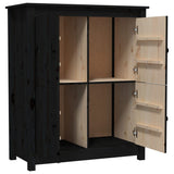 Buffet Noir 83x41,5x100 cm Bois massif de pin