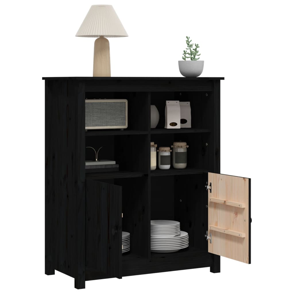 Buffet Noir 83x41,5x100 cm Bois massif de pin