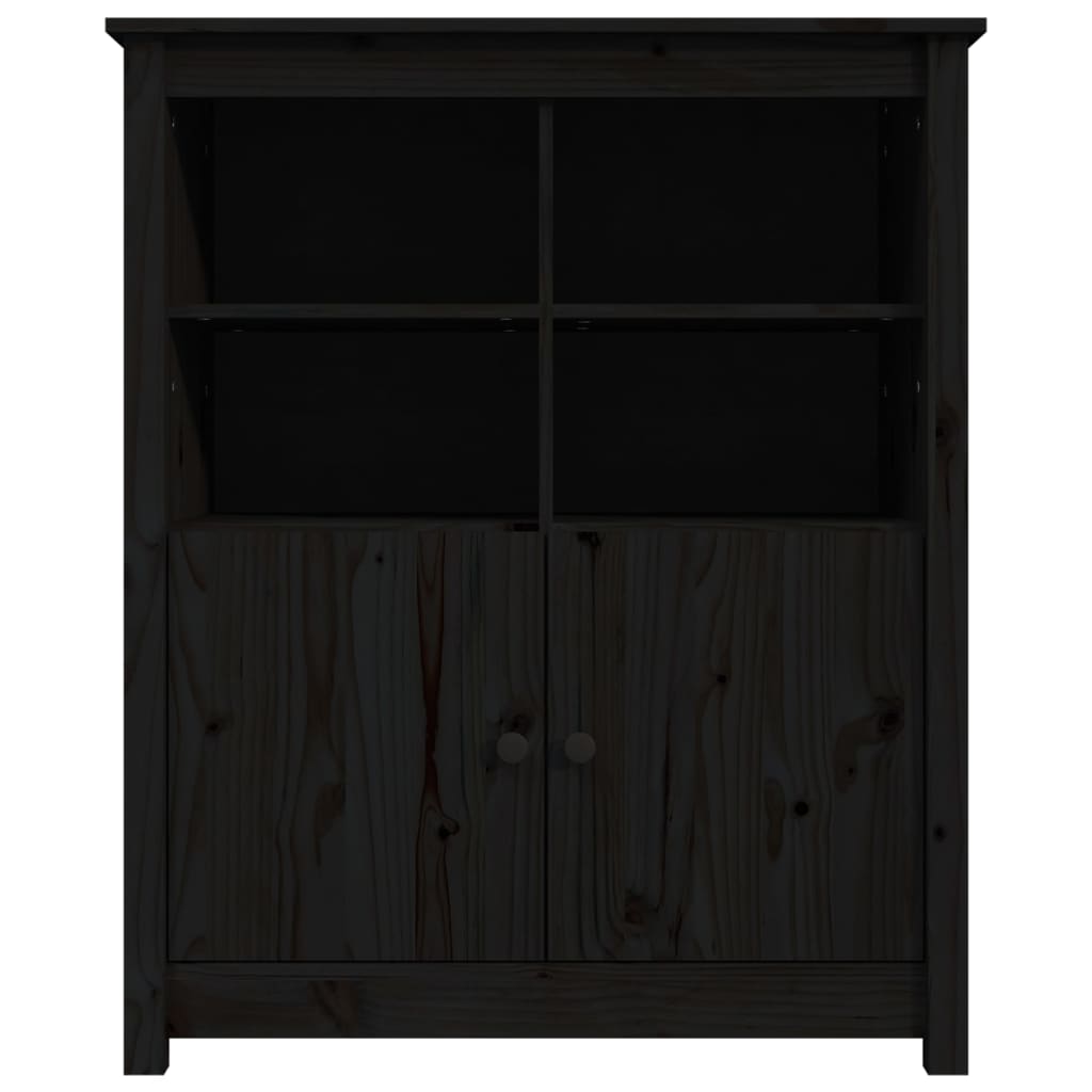 Buffet Noir 83x41,5x100 cm Bois massif de pin