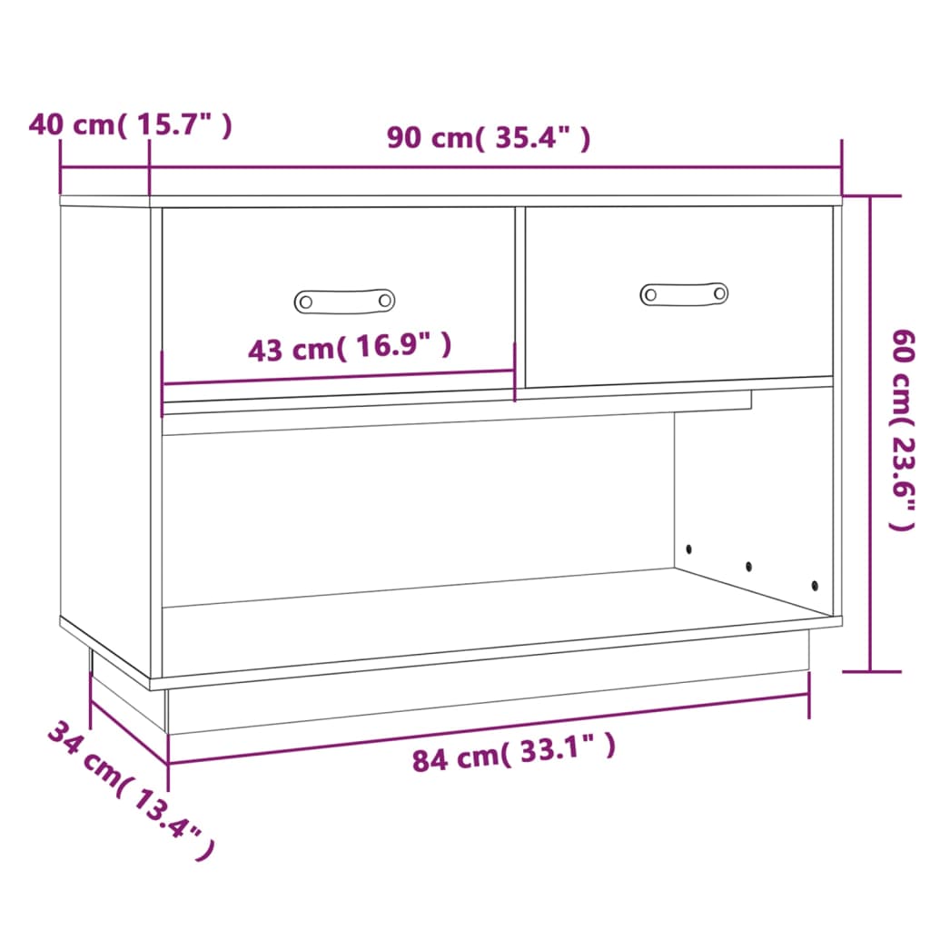 TV cabinet 90x40x60 cm Solid pine wood