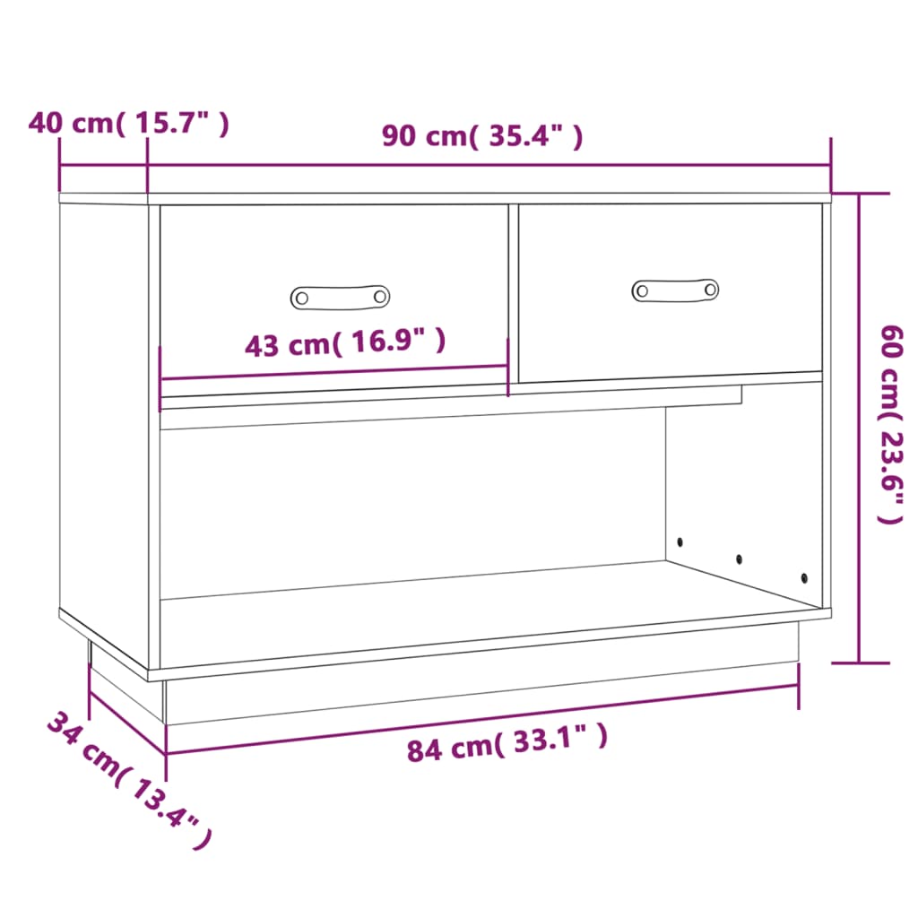 Meuble TV Marron miel 90x40x60 cm Bois de pin massif