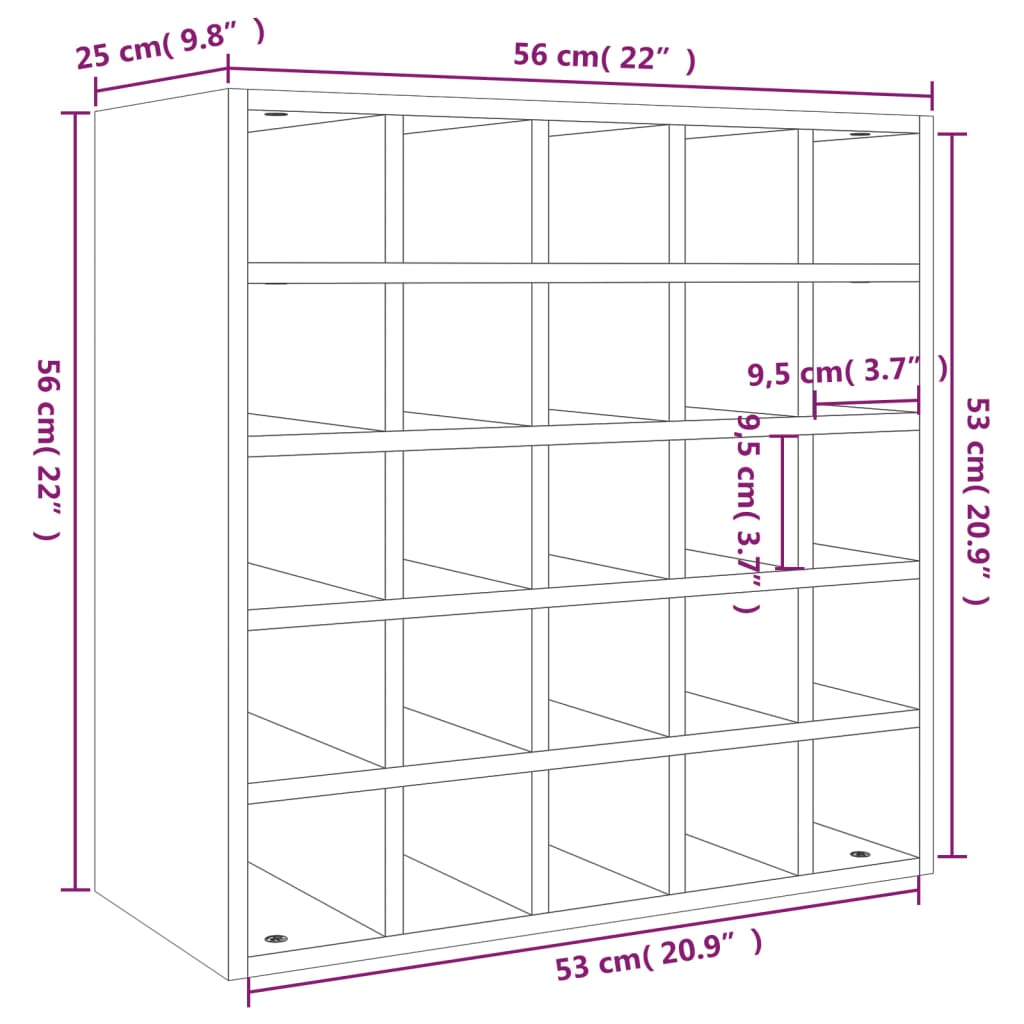 Armoire à vin Noir 56x25x56 cm Bois de pin massif