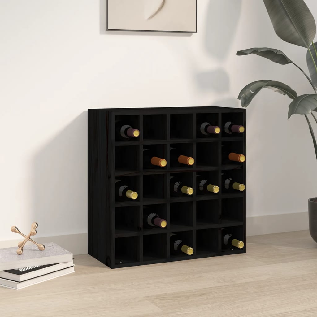 Armoire à vin Noir 56x25x56 cm Bois de pin massif