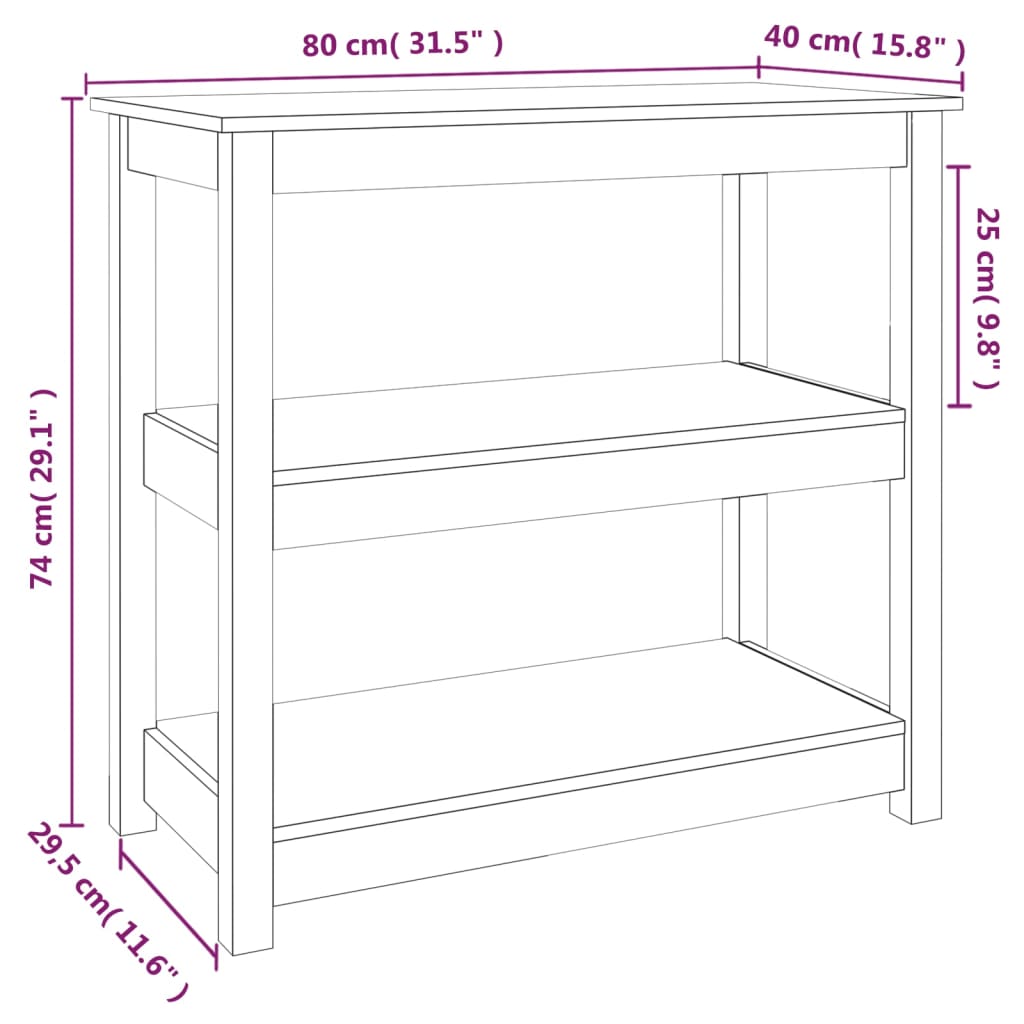 Konsolentisch 80x40x74 cm Massives Kiefernholz