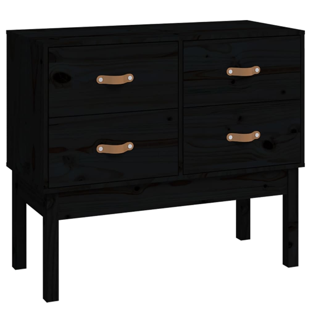 Console cabinet Black 90x40x78 cm Solid pine wood