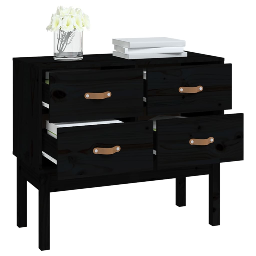 Console cabinet Black 90x40x78 cm Solid pine wood