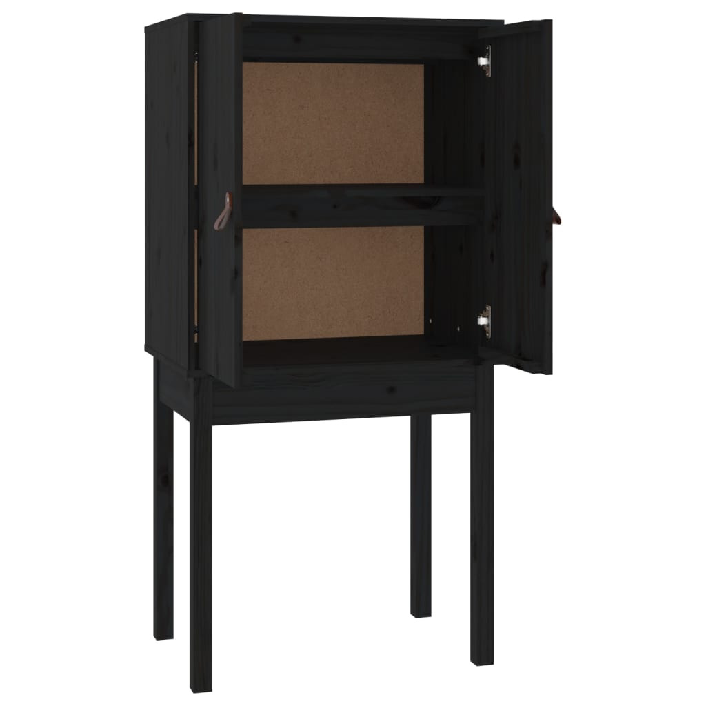 Buffet haut Noir 60x40x120 cm Bois massif de pin