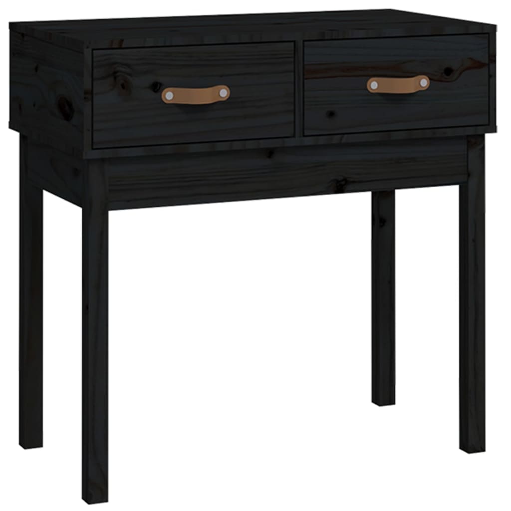 Table console Noir 76,5x40x75 cm Bois massif de pin