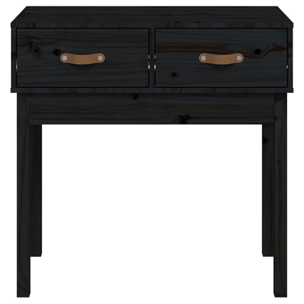 Table console Noir 76,5x40x75 cm Bois massif de pin