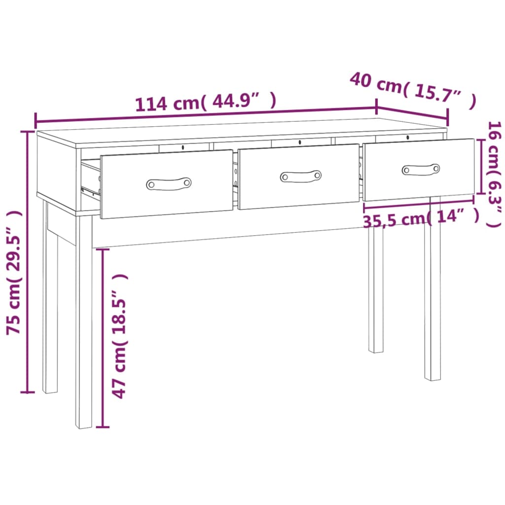 Console table 114x40x75 cm Solid pine wood