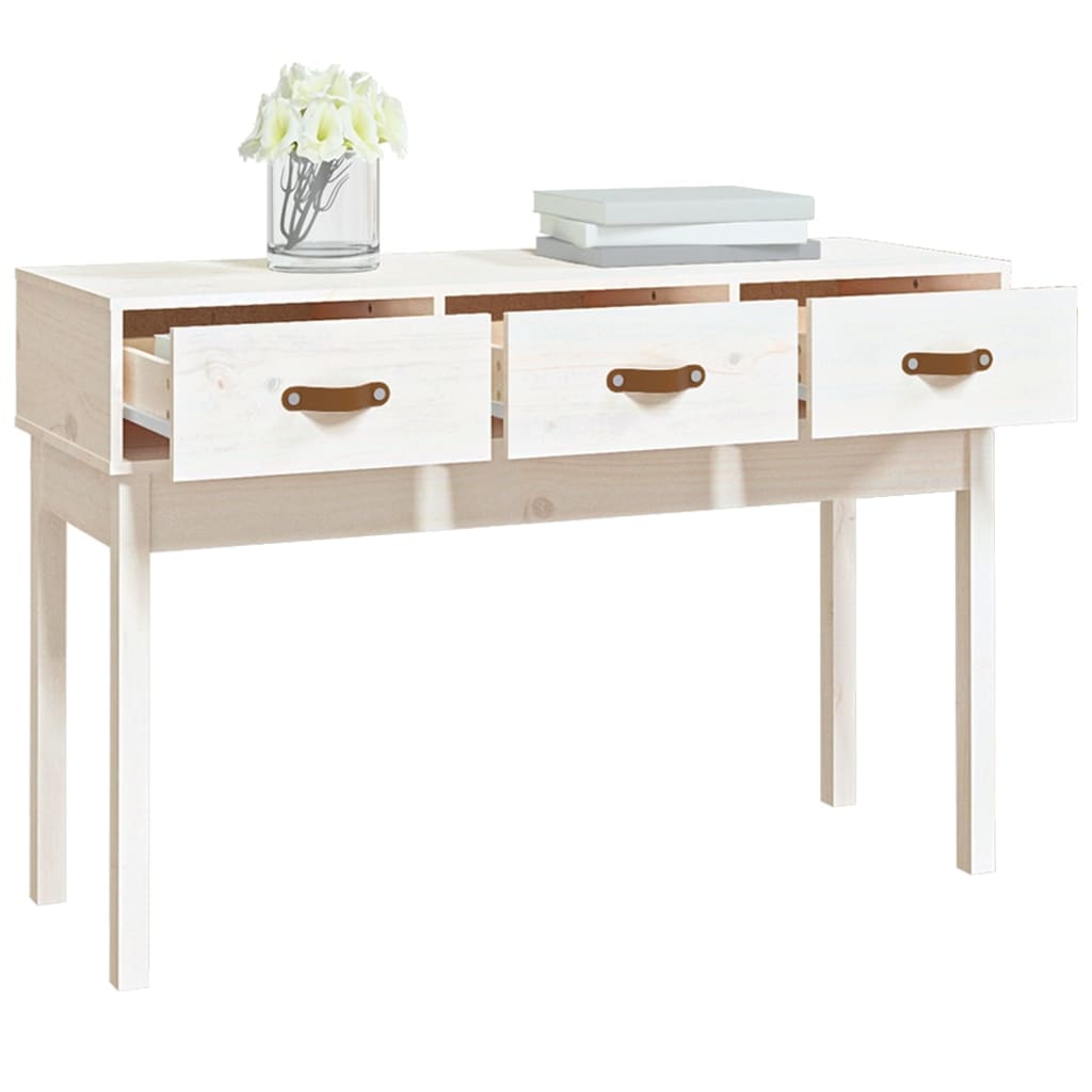 Console table White 114x40x75 cm Solid pine wood