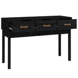 Table console Noir 114x40x75 cm Bois massif de pin