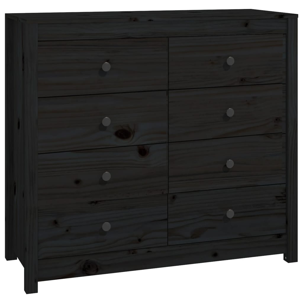 Armoire latérale Noir 100x40x90 cm Bois de pin massif