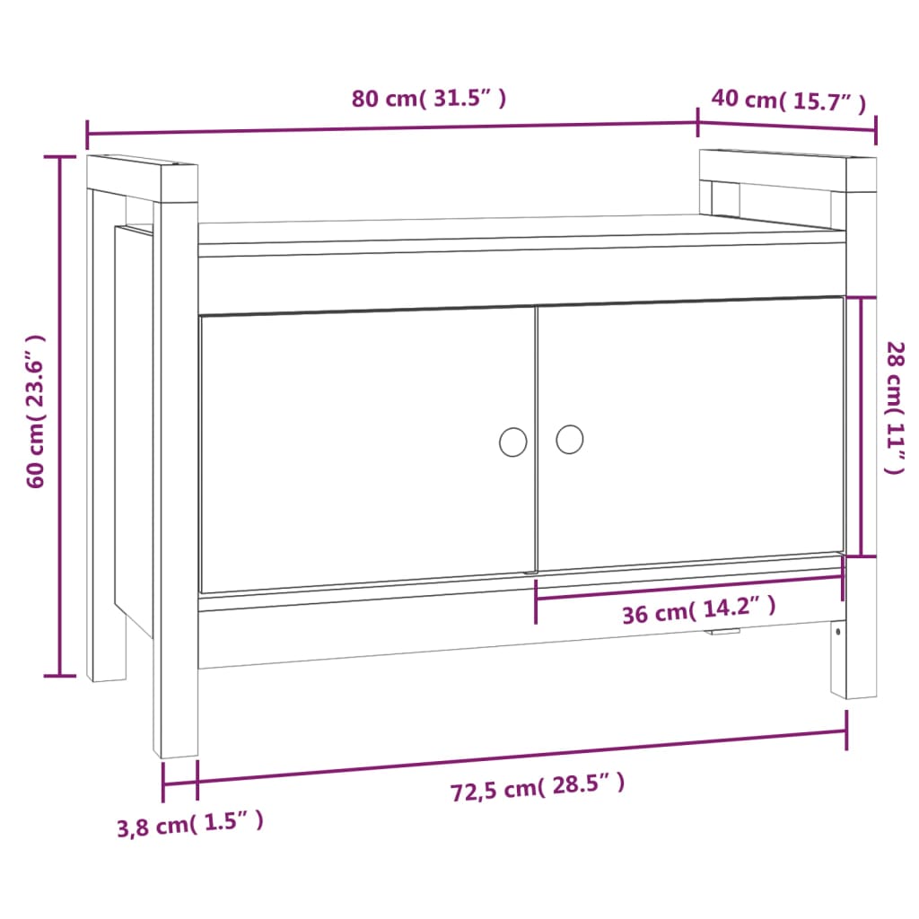 Banc d'entrée 80x40x60 cm Bois de pin massif