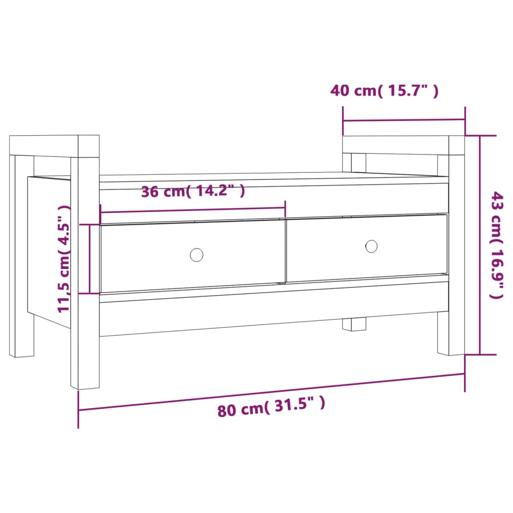 Banc d'entrée 80x40x43 cm Bois de pin massif