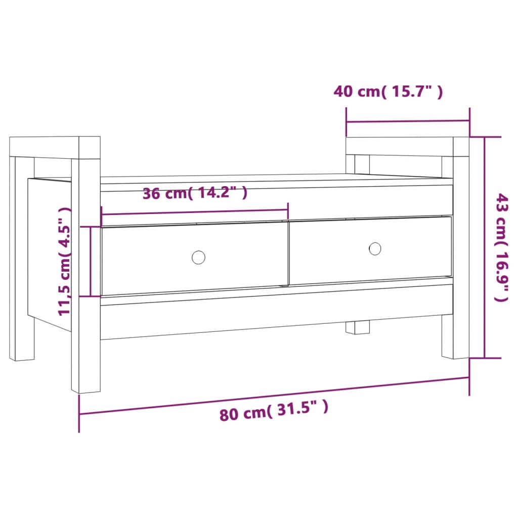 Banc d'entrée Blanc 80x40x43 cm Bois de pin massif