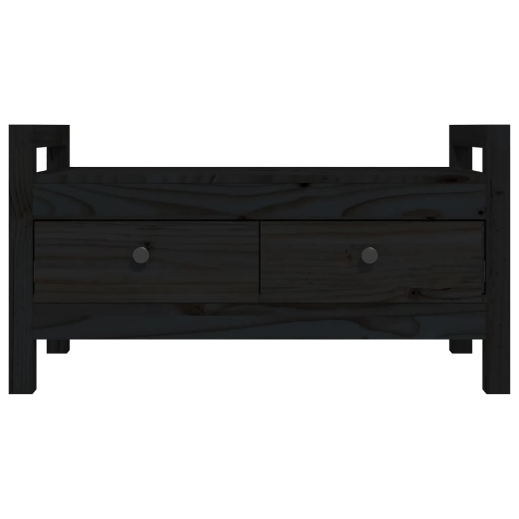 Banc d'entrée Noir 80x40x43 cm Bois de pin massif