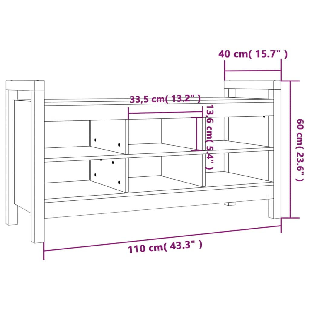 Banc d'entrée Blanc 110x40x60 cm Bois de pin massif