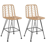 Bar stools set of 2 45x56x103.5cm Woven resin and steel