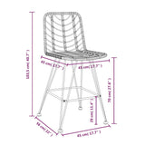 Tabourets de bar lot de 2 45x56x103,5cm Résine tressée et acier